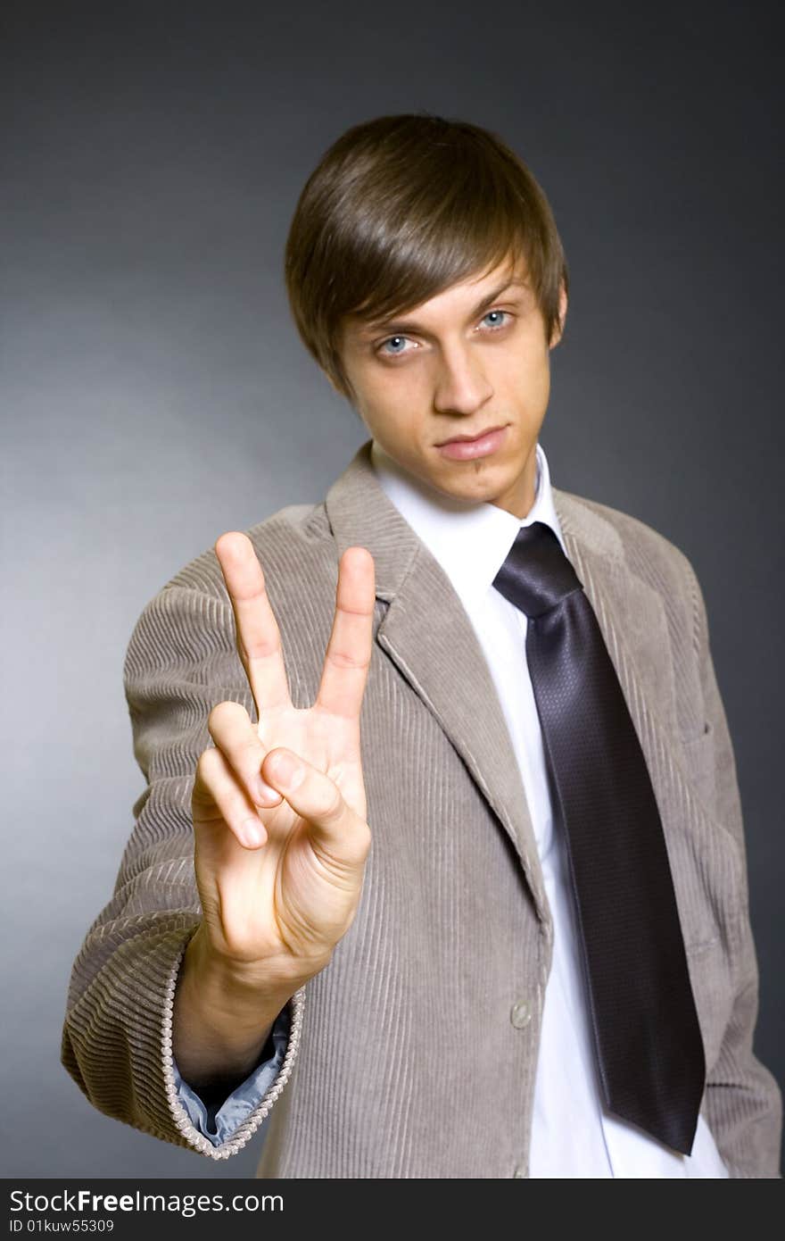 Businessman Victory Sign