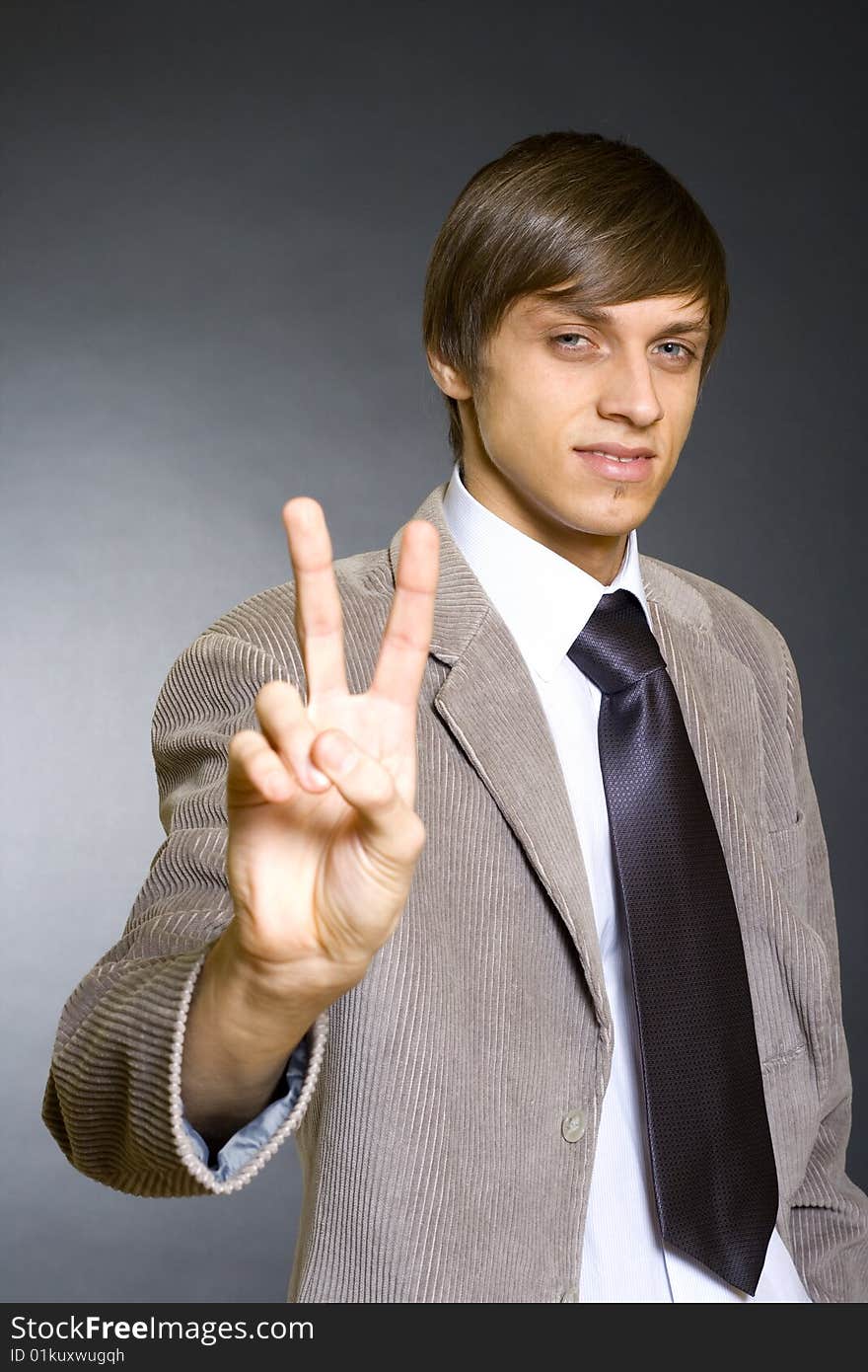 Businessman Victory Sign