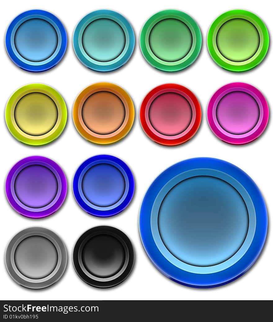 Round web buttons with diferent colors.