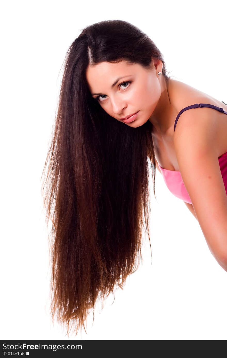 Portrait of young beautiful woman with long hair