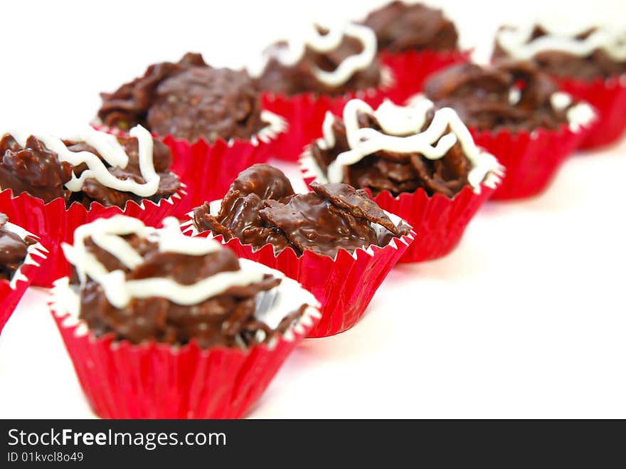 Closeup Black Chocolate Almond Cookies. Closeup Black Chocolate Almond Cookies