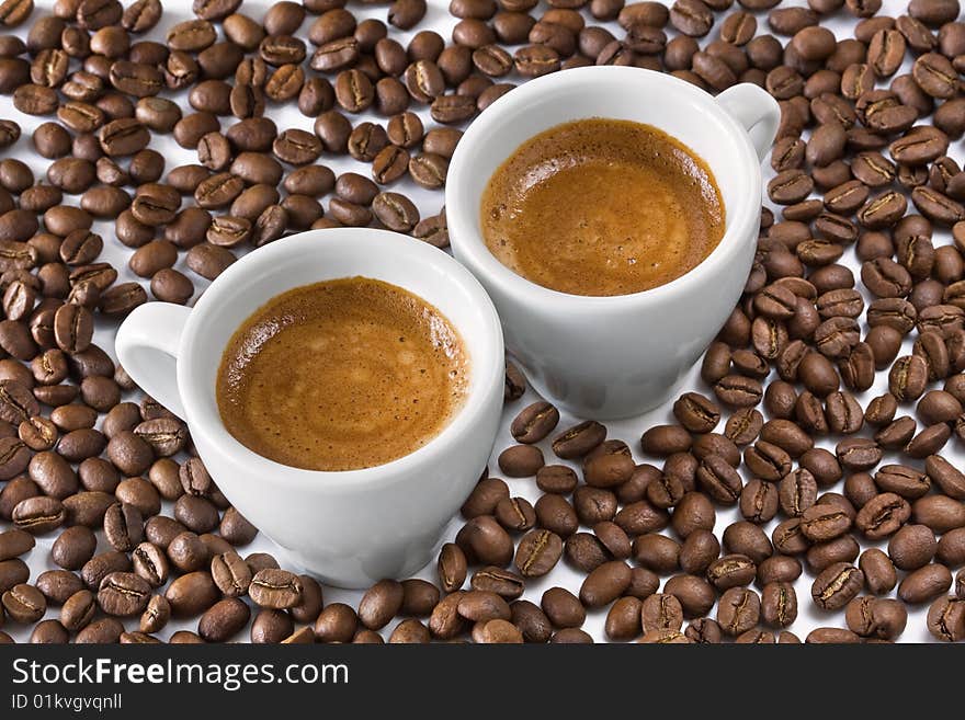 Espresso and coffee beans