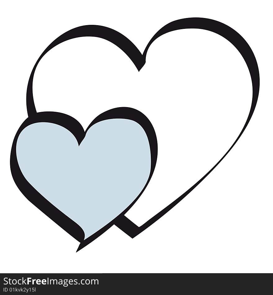 Illustration of two hearts isolated. Illustration of two hearts isolated