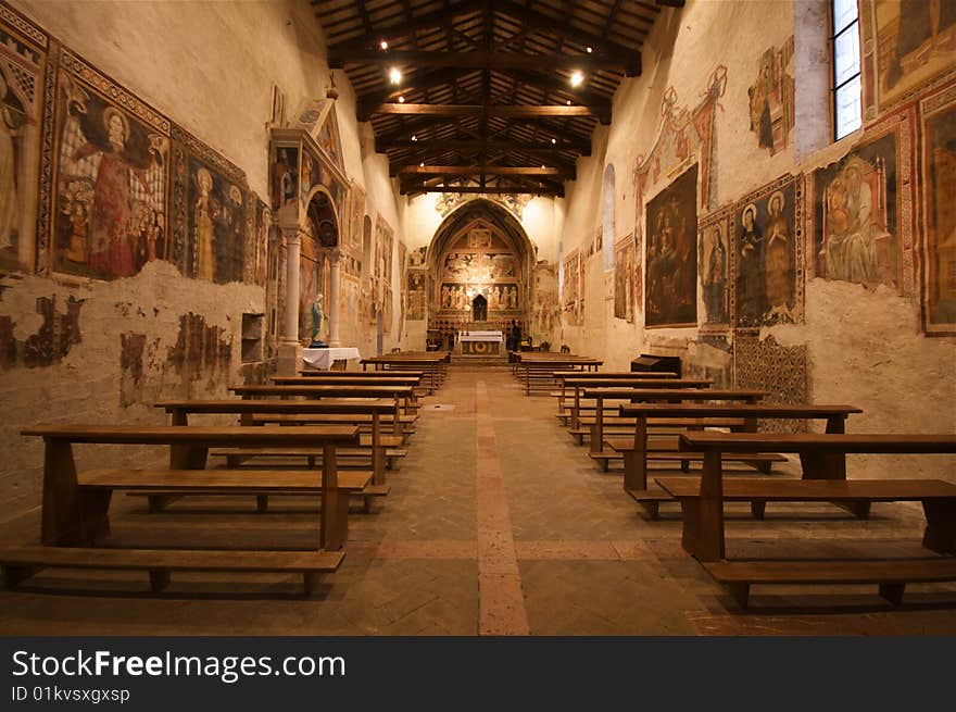 This is the indoor of christian church in umbria. This is the indoor of christian church in umbria