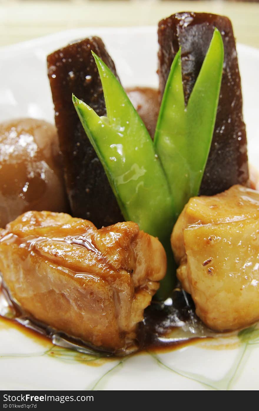 Japanese food on white background