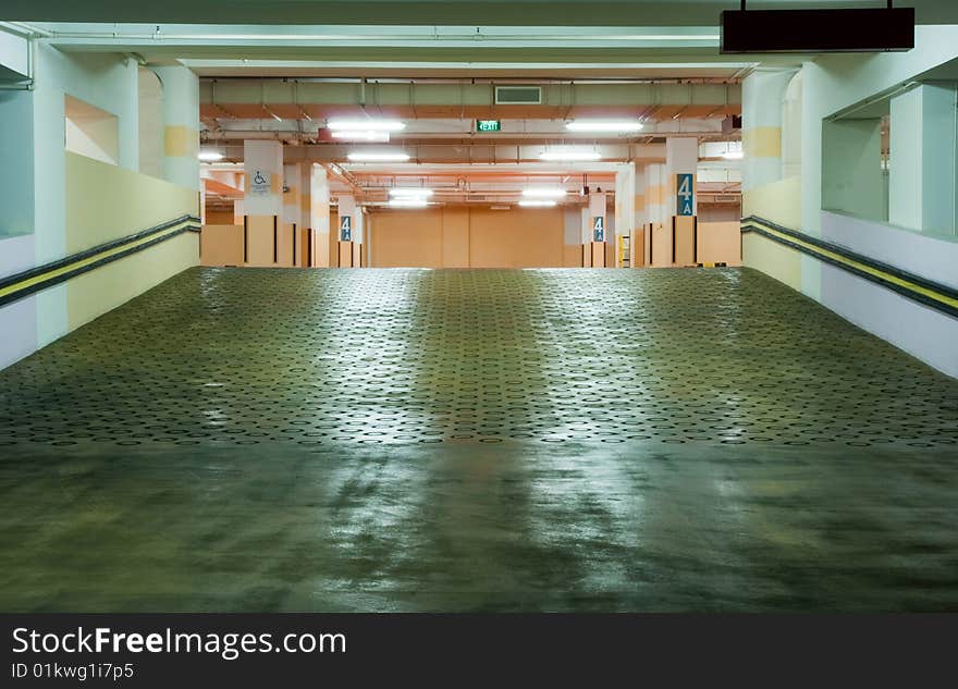 Interior of modern Underground Parking Lot Garage. Interior of modern Underground Parking Lot Garage