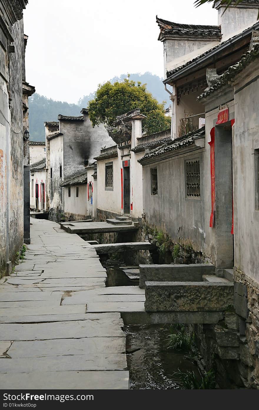 Detail of a narrow village street, at anhui china. Detail of a narrow village street, at anhui china.