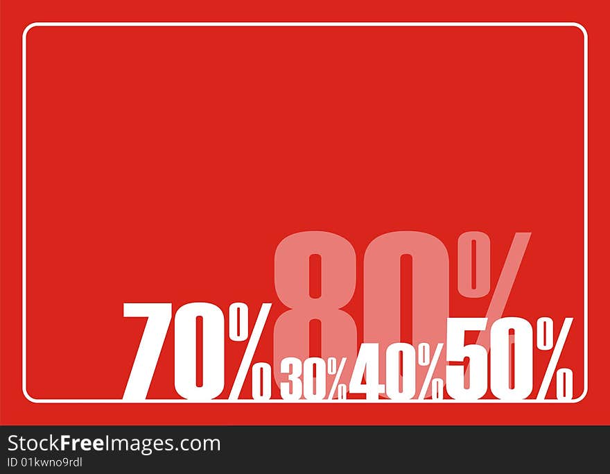 Horizontal composition from figures and percent. On a red background figures and percent are located. Over them a place for the text. Horizontal composition from figures and percent. On a red background figures and percent are located. Over them a place for the text.