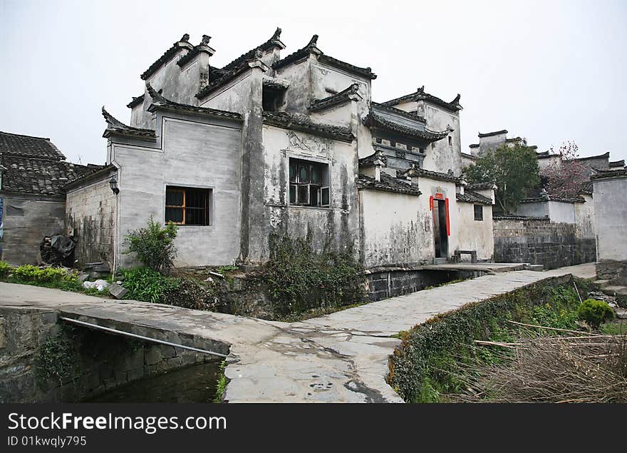 Stone bridge in village,anhui china