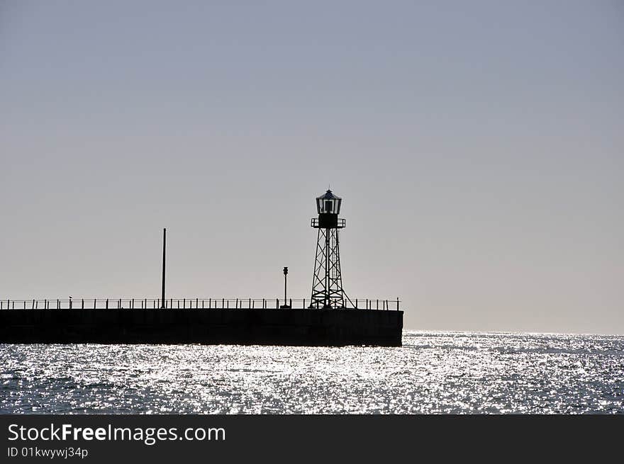 A lighthouse in Table bay, Cape Town, South Africa.