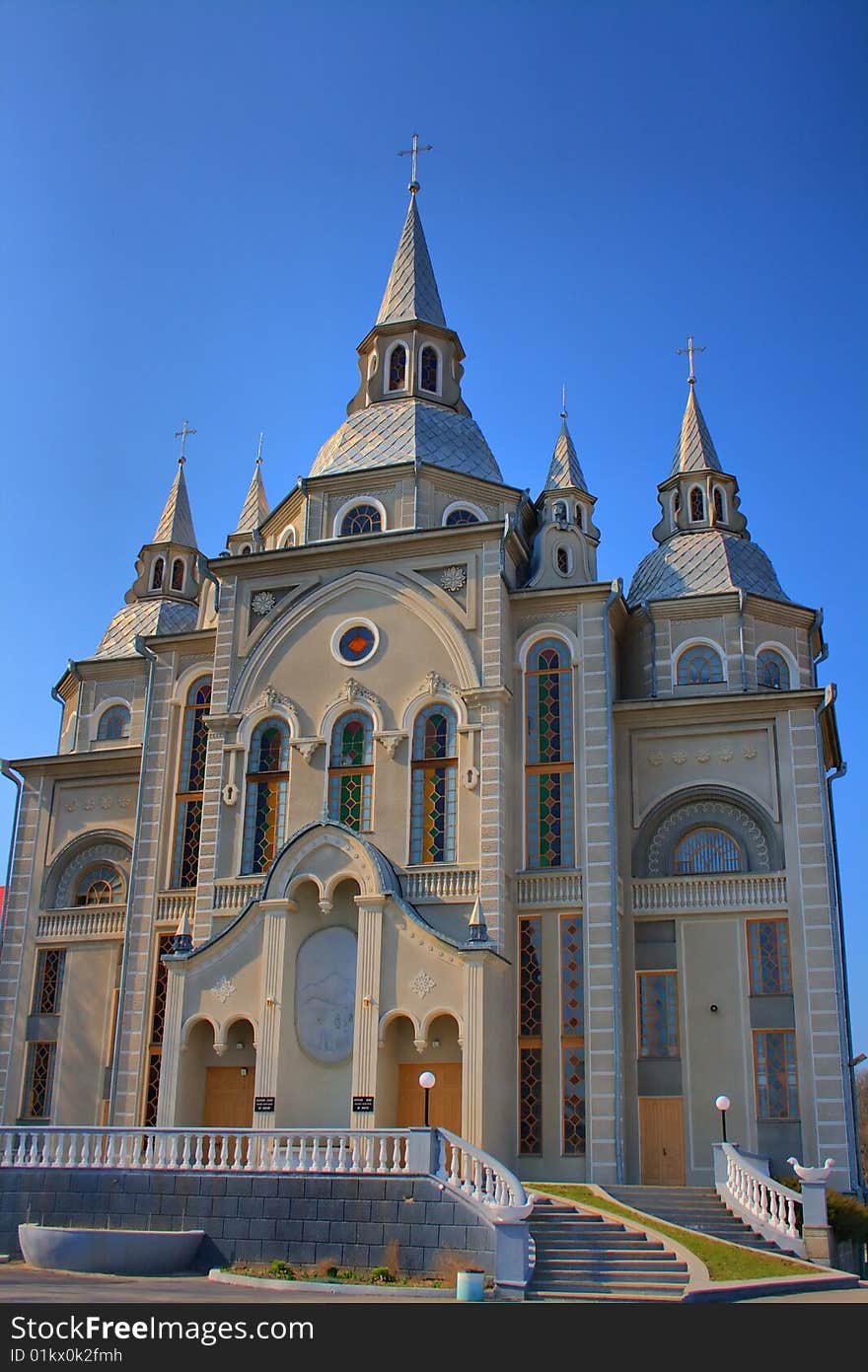 Church on a blue sky background. HDR image.