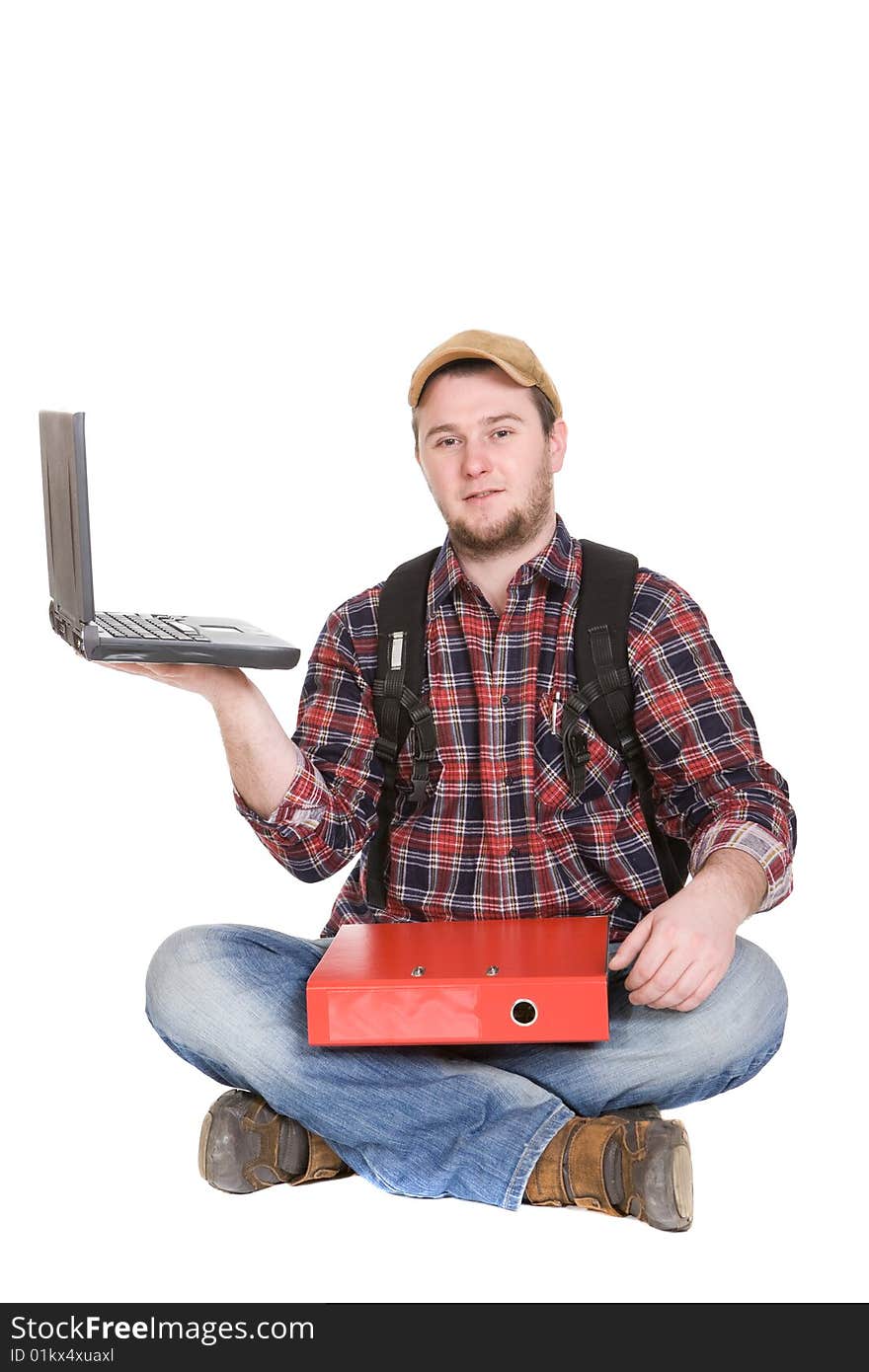 Happy student over white background. Happy student over white background