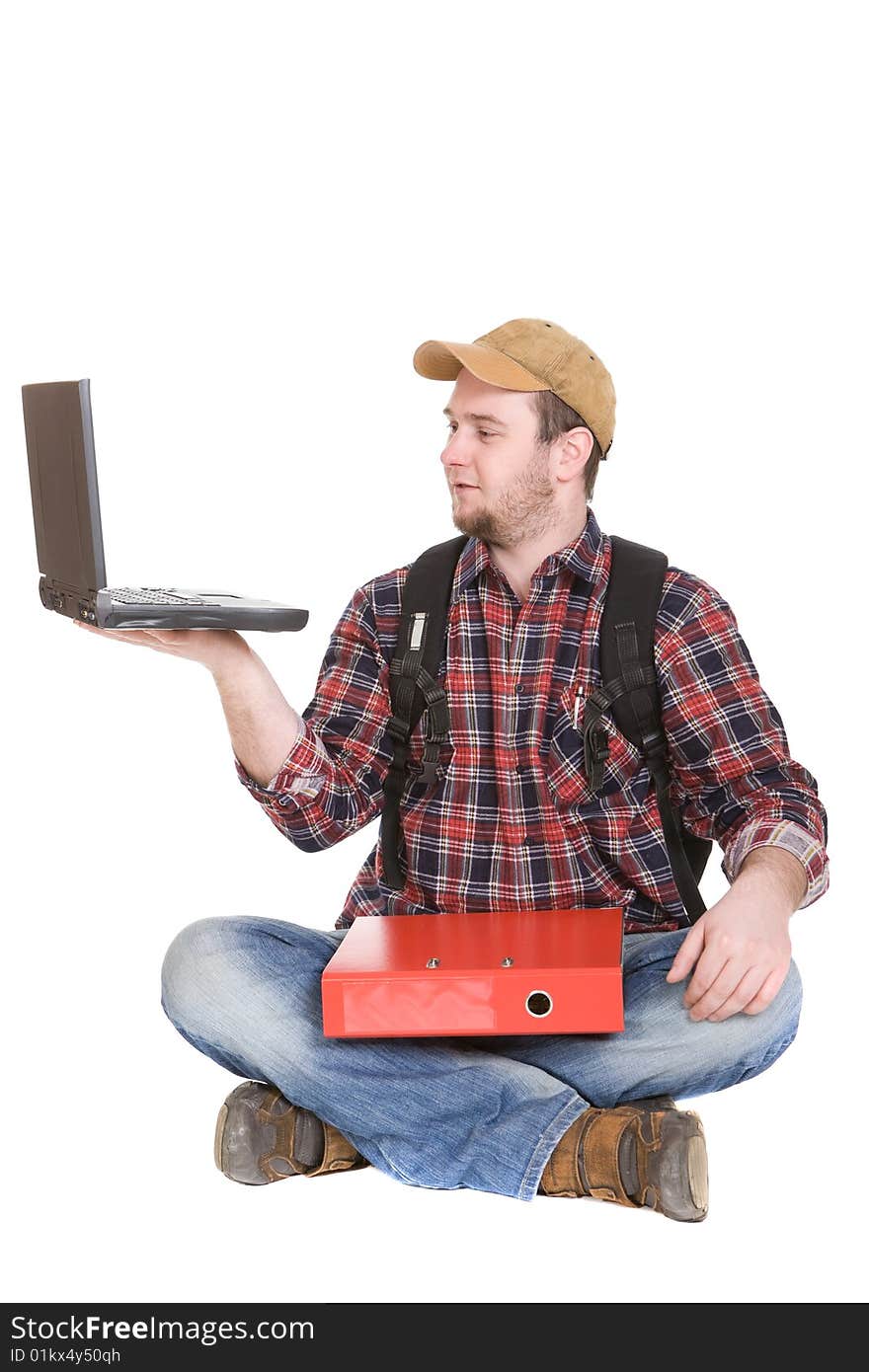 Happy student over white background. Happy student over white background