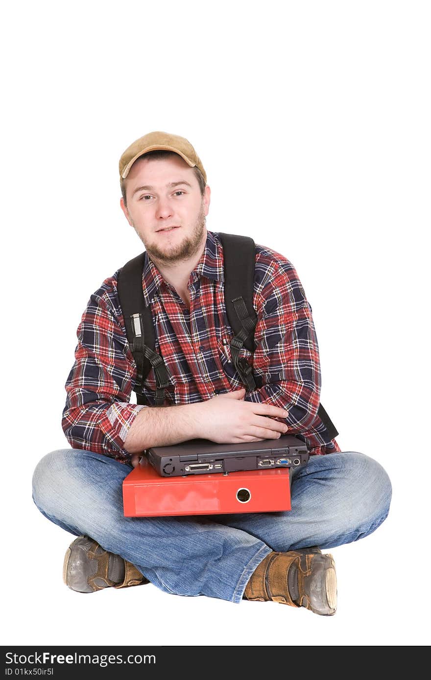 Happy student over white background. Happy student over white background