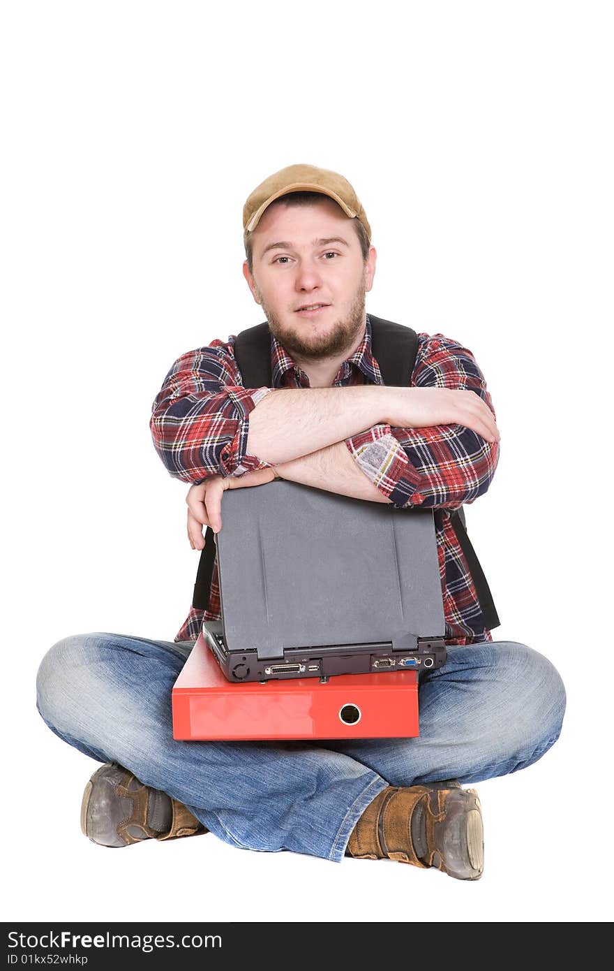 Happy student over white background. Happy student over white background