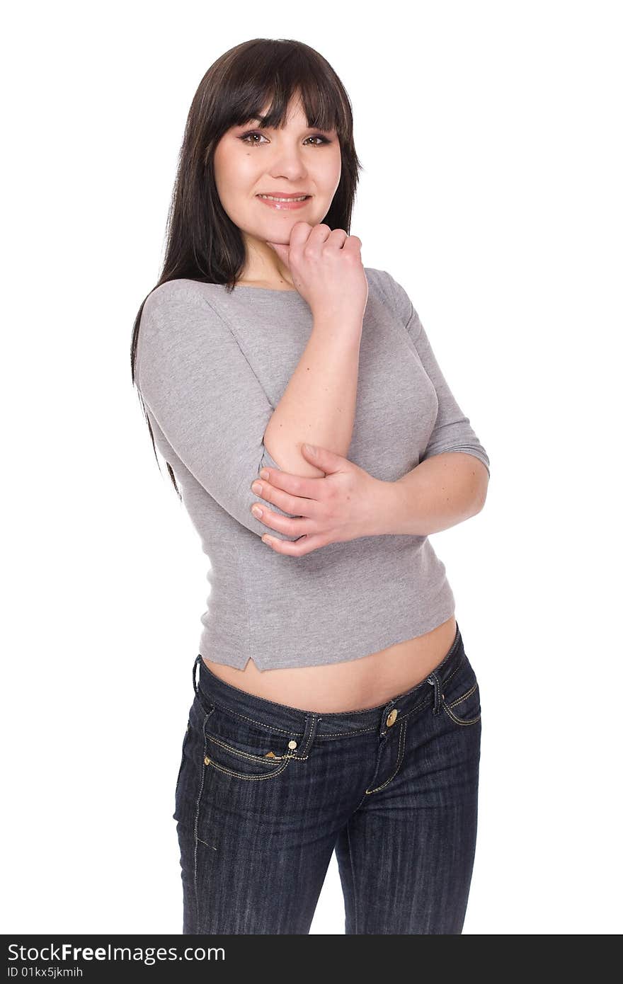 Casual woman over white background. Casual woman over white background