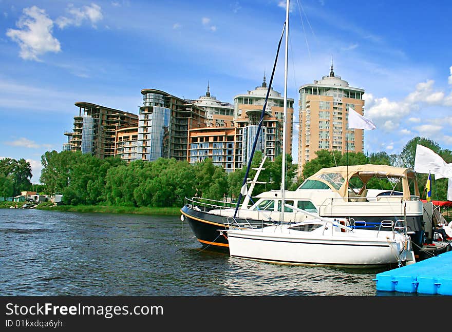 Many yachts on the river