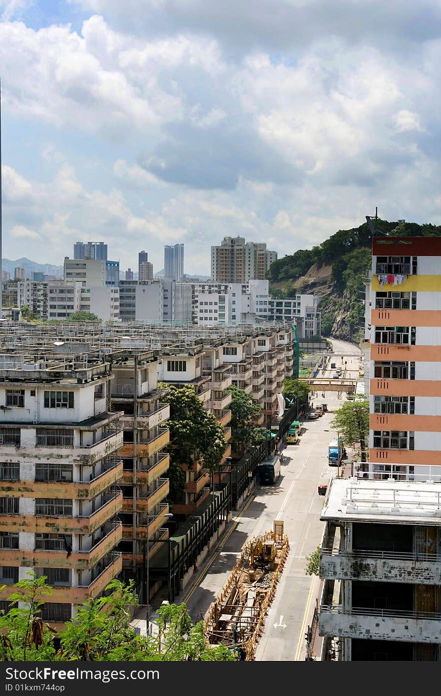 A dismantle area in Hong Kong. Old style building. lots of great HK peoples grown up here.