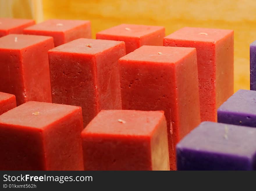 Blocks of rectangular scented candles