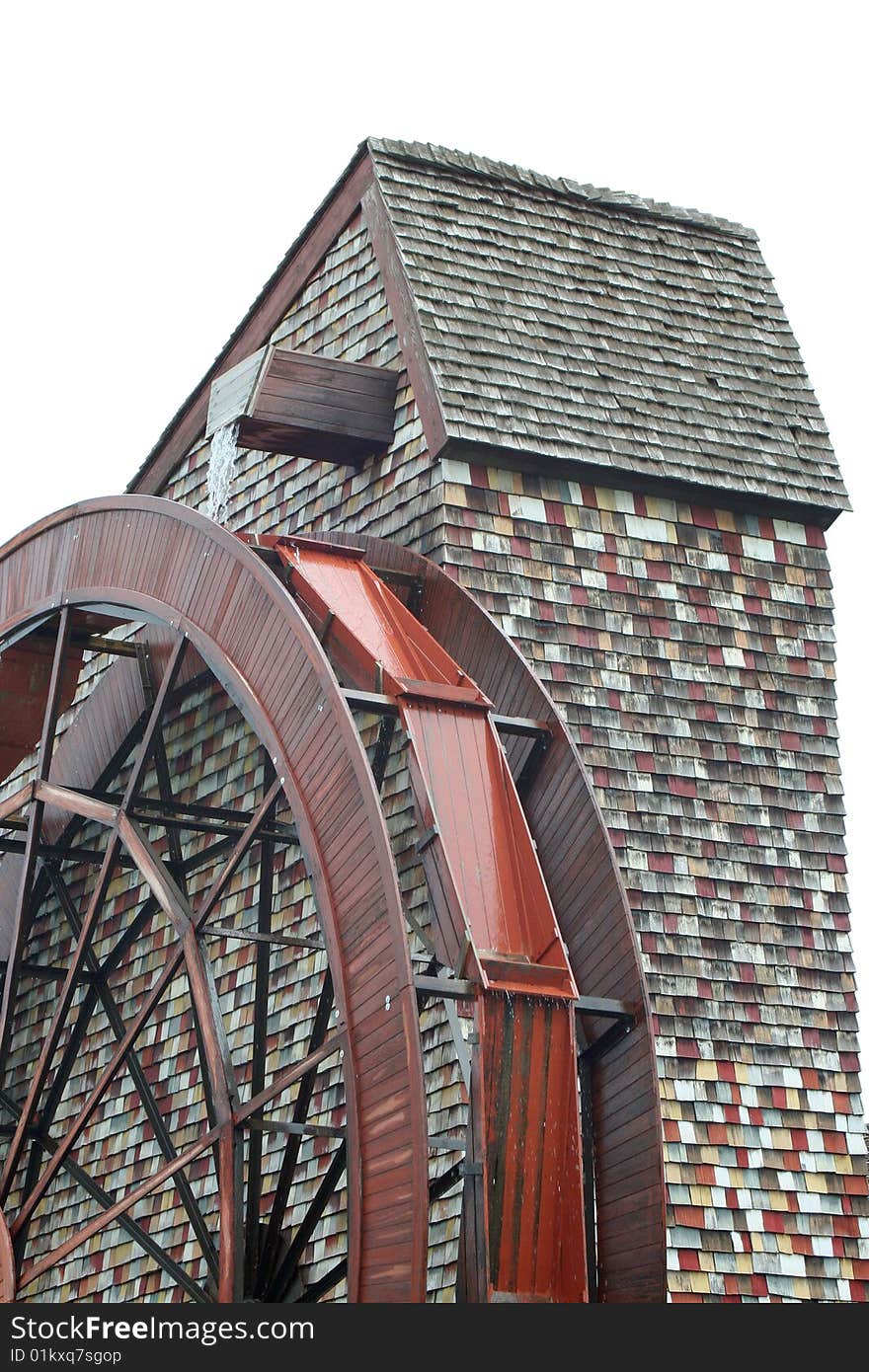 Isolated Giant water wheel for a old mill