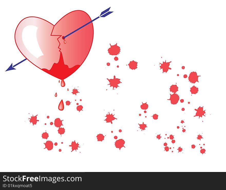 Bloody heart - vector illustration of broken heart