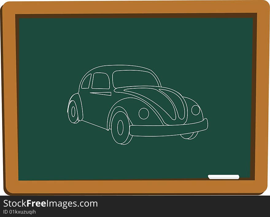 Vector illustration of blackboard whit car. Vector illustration of blackboard whit car