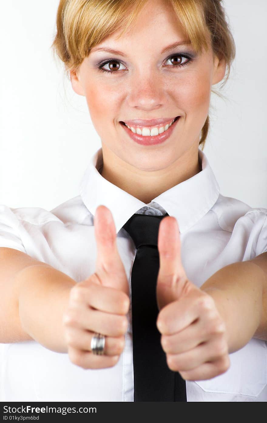 Business Woman With Thumbs Up