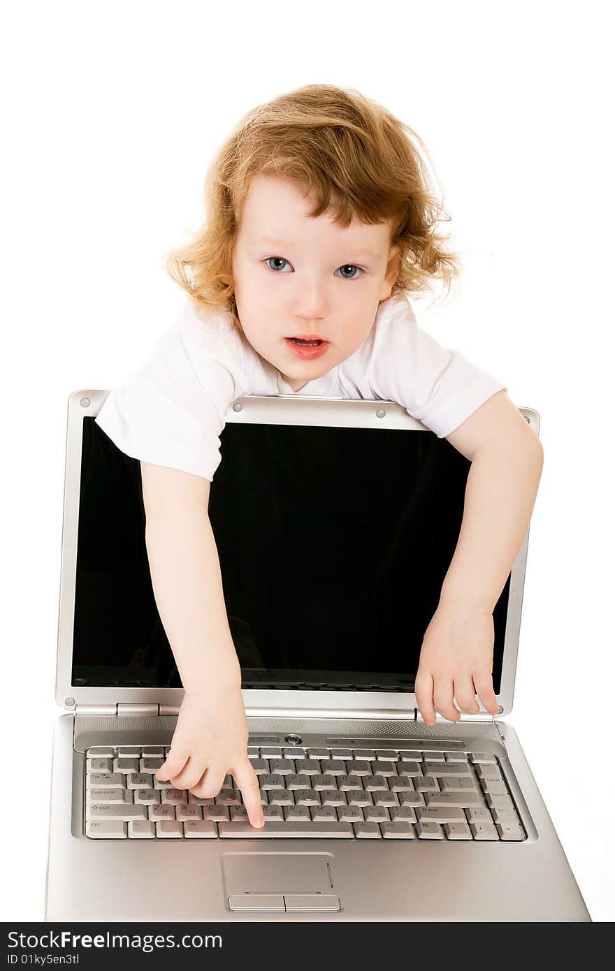 Cute baby and big notebook. Cute baby and big notebook