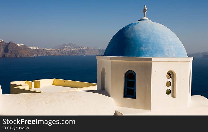 Typical greek church. Ia, Santorini. Greek Islands, Greece