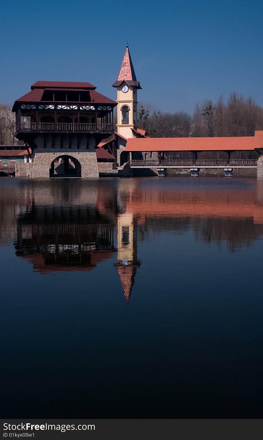 Landscape photo of tower on lake