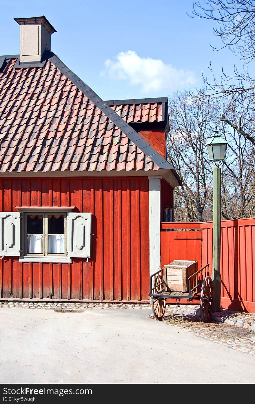 A scene of old swedish traditional house. A scene of old swedish traditional house