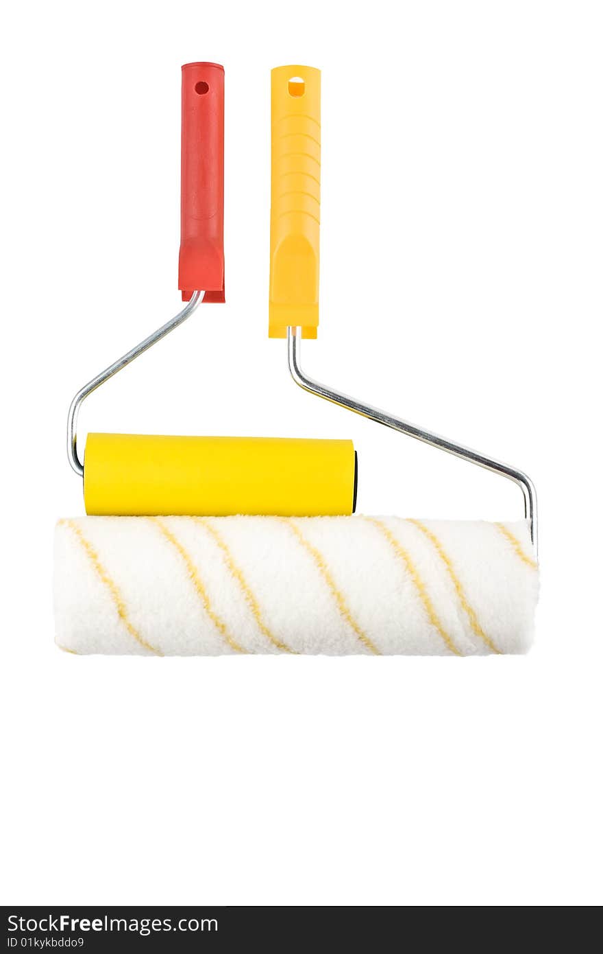 Two different paint rollers over isolated white background