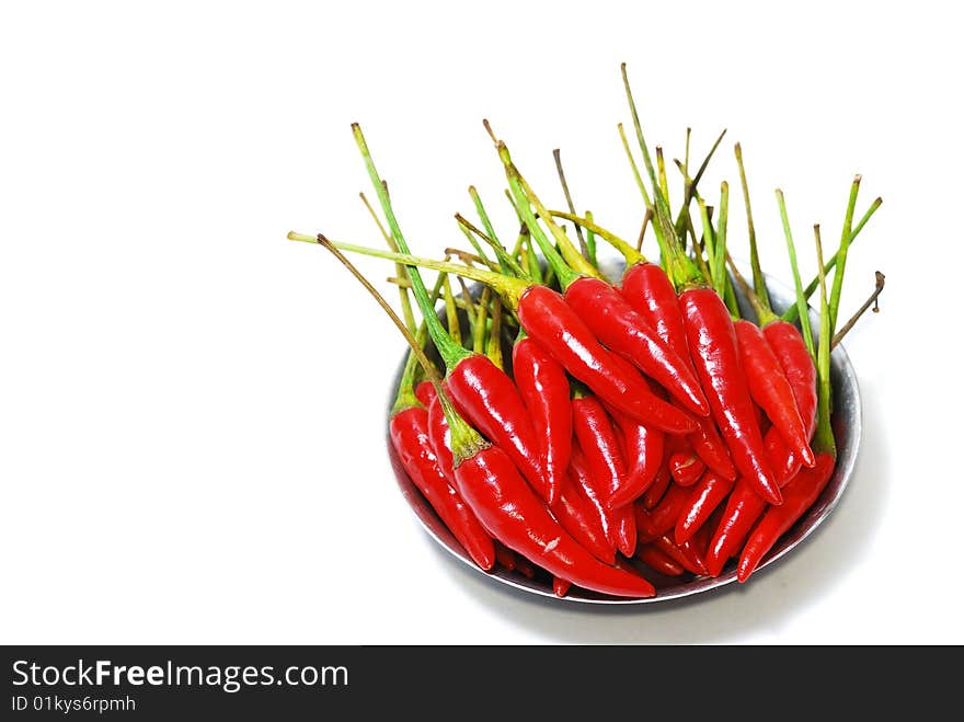 Close up capture red spicy chili on plate. Close up capture red spicy chili on plate