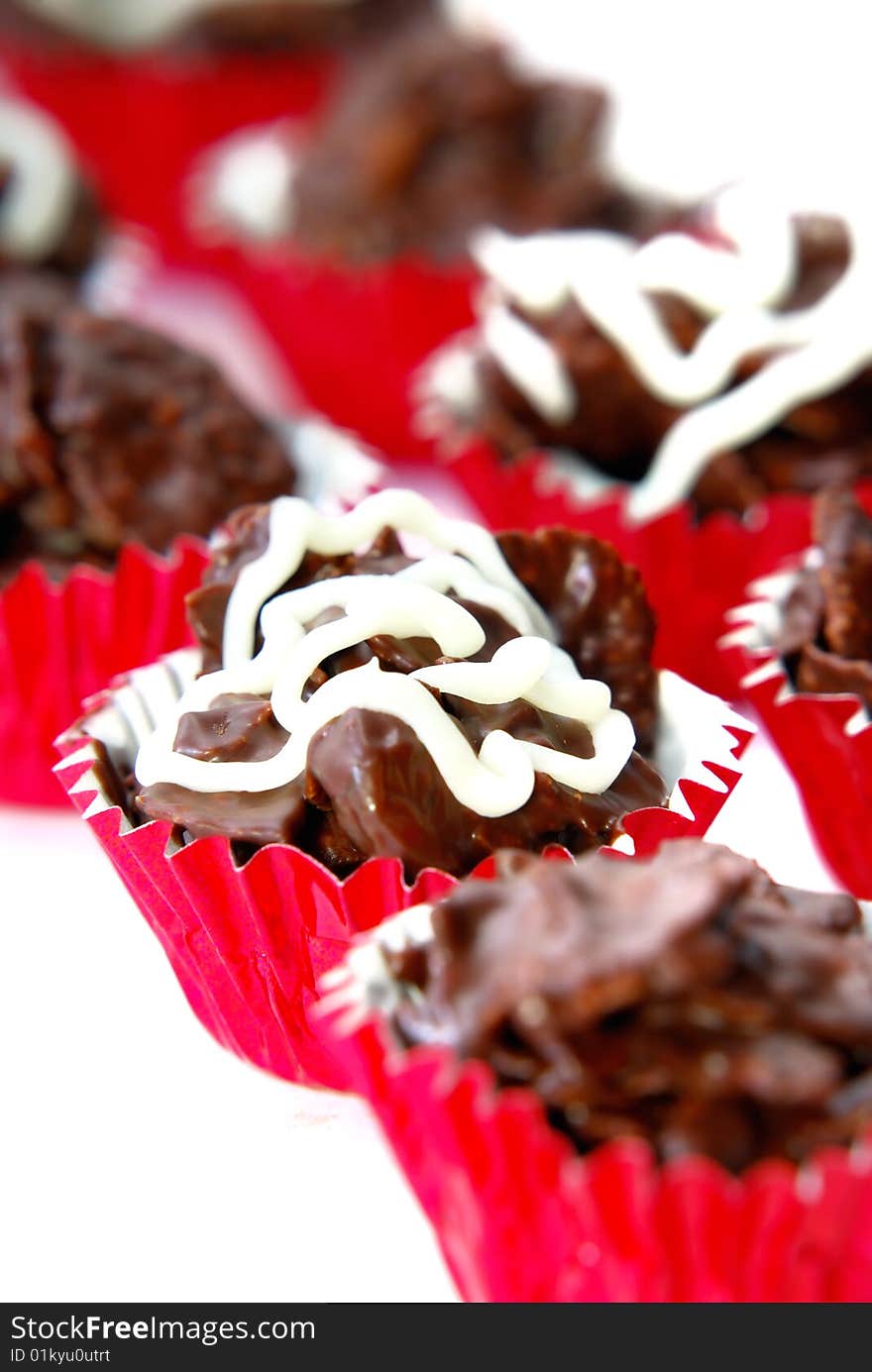 Closeup Black Chocolate Almond Cookies. Closeup Black Chocolate Almond Cookies