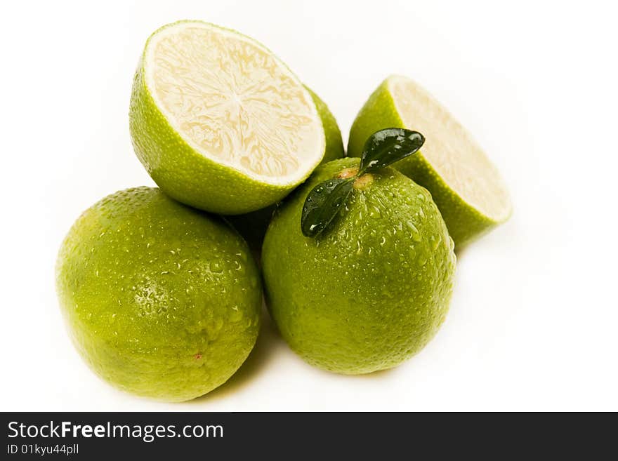 Fresh green lemons full of vitamins