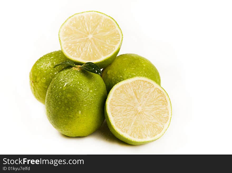 Fresh green lemons full of vitamins