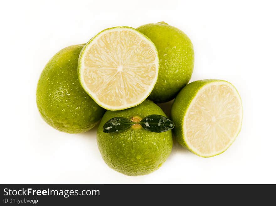 Fresh green lemons full of vitamins