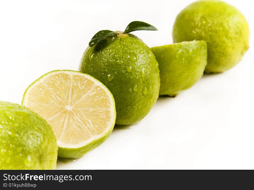 Fresh green lemons full of vitamins