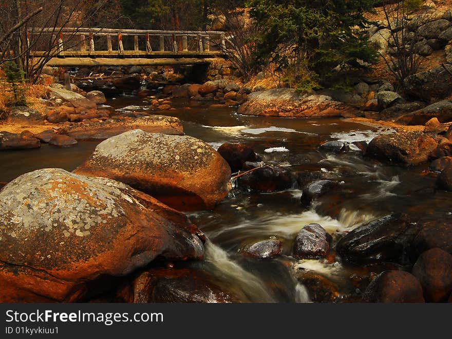 Stream running through big boulders. Stream running through big boulders