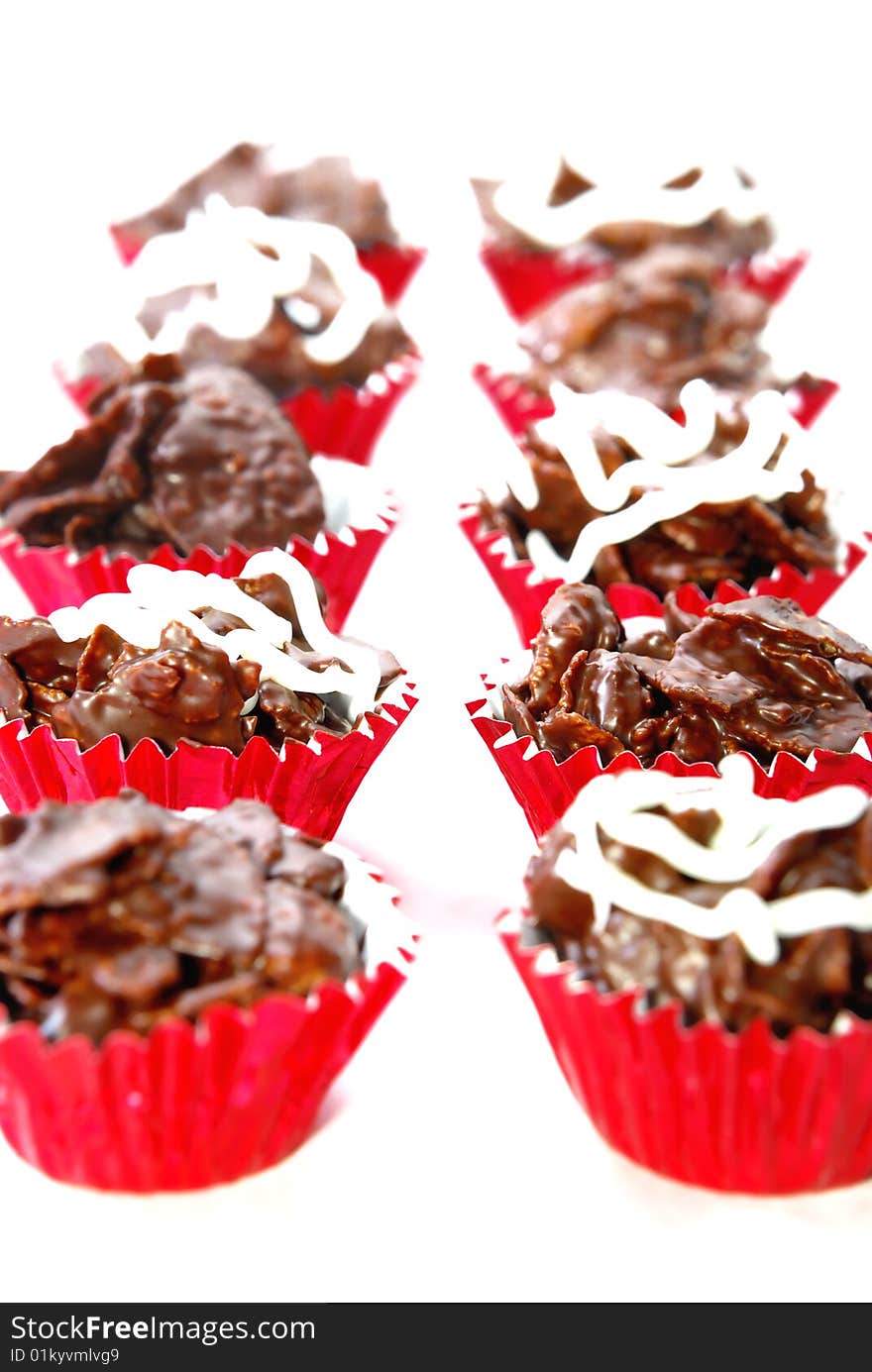 Closeup Black Chocolate Almond Cookies. Closeup Black Chocolate Almond Cookies