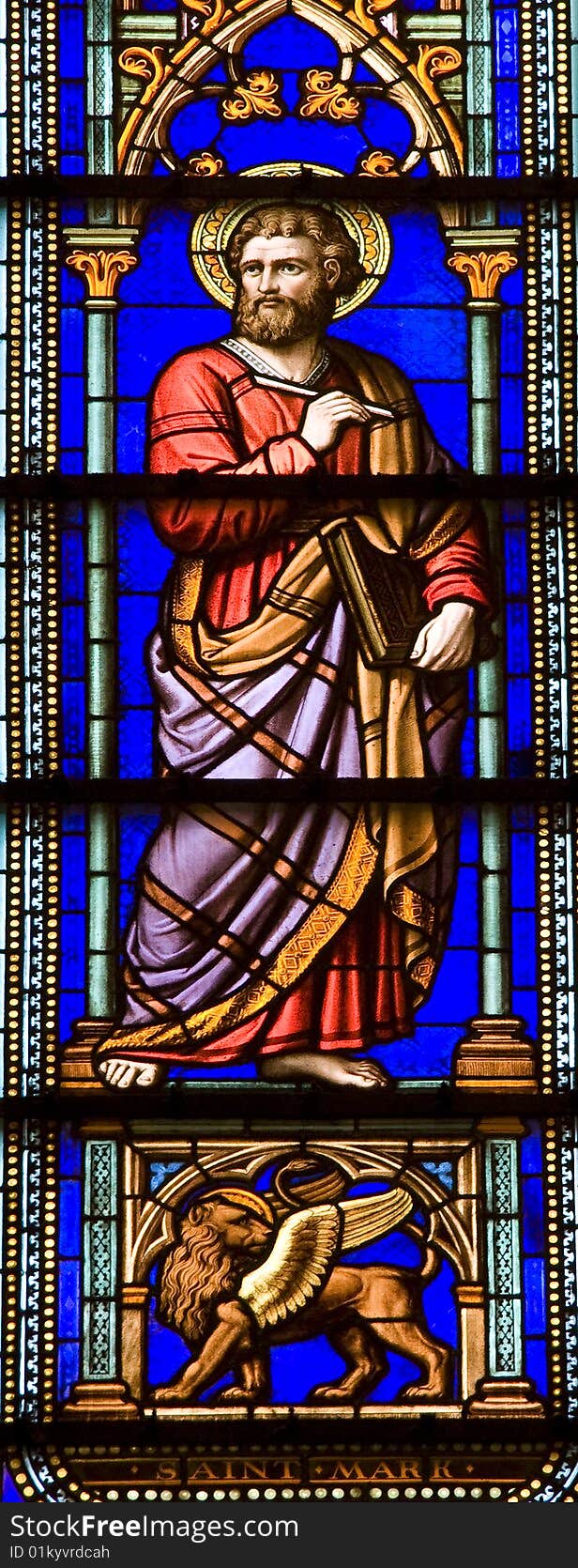 View of a stained glass in a church