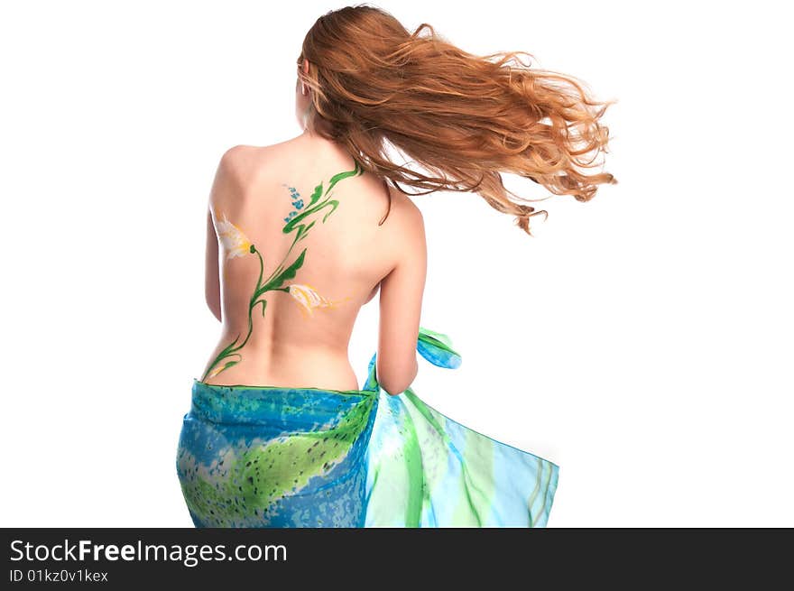 Sexy girl with bodyart on her back