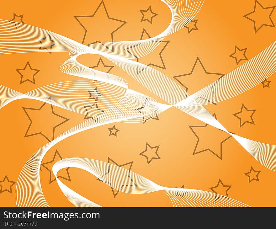 Vector stars and lines orange background