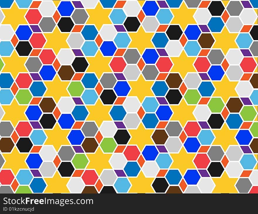 Hexagon and stars abstract background. Hexagon and stars abstract background