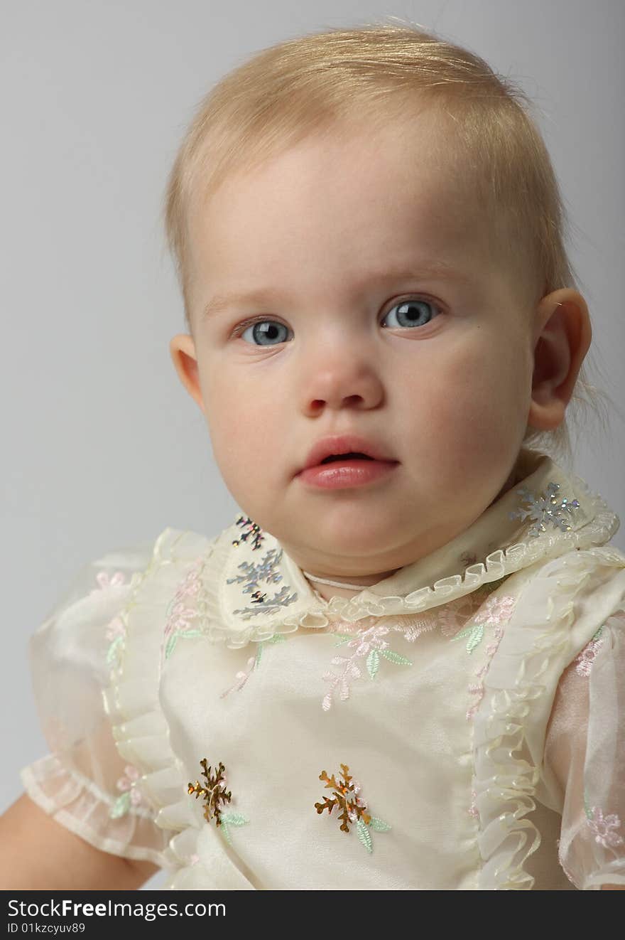 A beautiful baby on white background