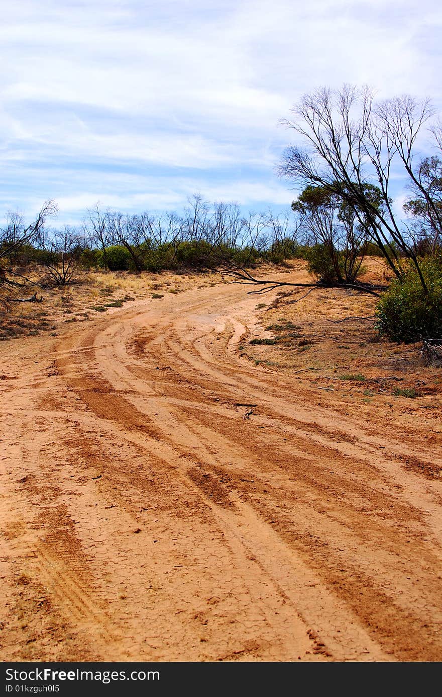 A sandy four-wheel drive track in the Murray Sunset national park, Mallee Desert, Australia. A sandy four-wheel drive track in the Murray Sunset national park, Mallee Desert, Australia.