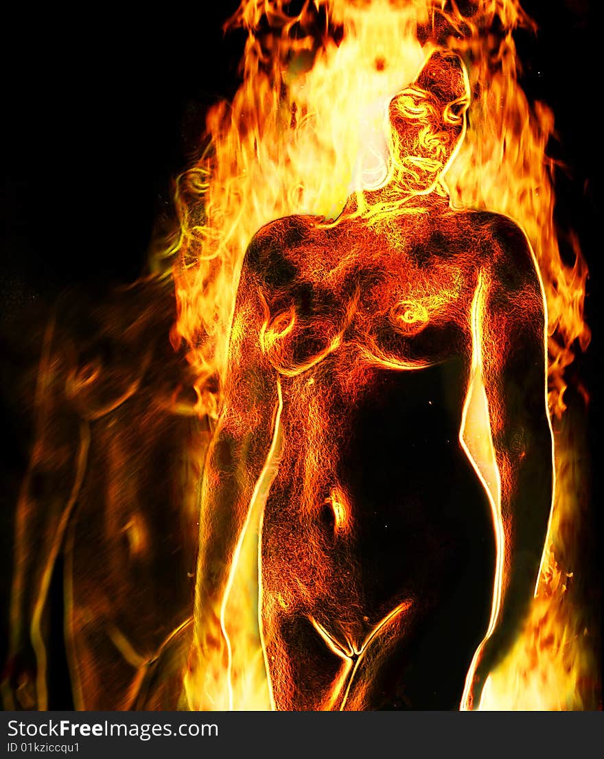 Woman on fire