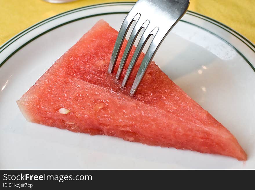 A watermelon on the dish