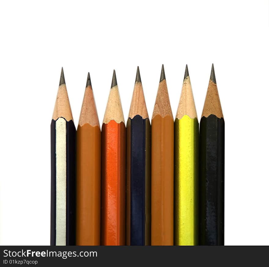 Group of pencils over white. Group of pencils over white