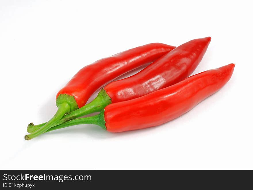 Red Chilies Isolated on white